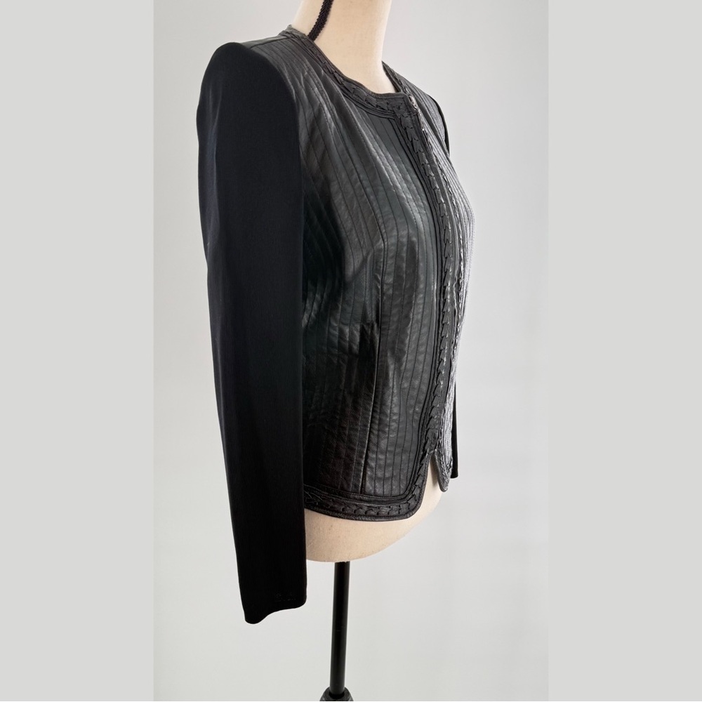 Nygard Collection Petite M Black Leather & Knit Panel Zip Jacket – Size 10-12 - Picture 7 of 7